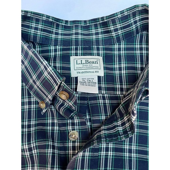L.L. Bean Other - LL Bean Traditional Fit Blue green Plaid Long Sleeve Button Up Shirt XLT Tall